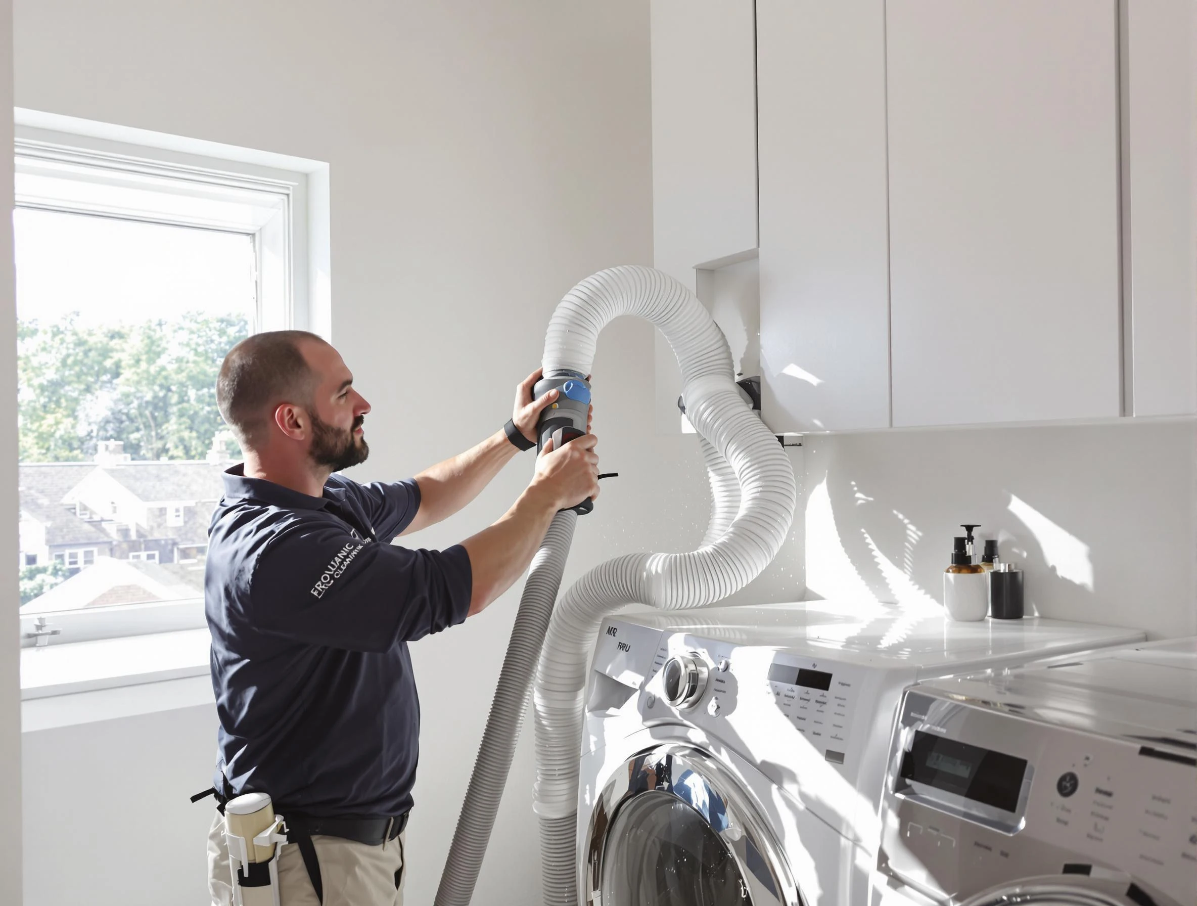 Certified Choctaw Dryer Vent Cleaning technician performing dryer vent cleaning in Choctaw
