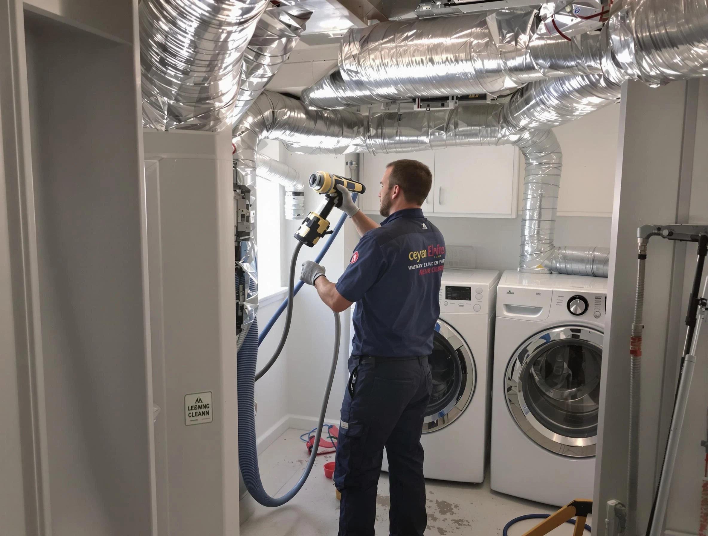 Choctaw Dryer Vent Cleaning specialist using advanced equipment for thorough duct cleaning in Choctaw