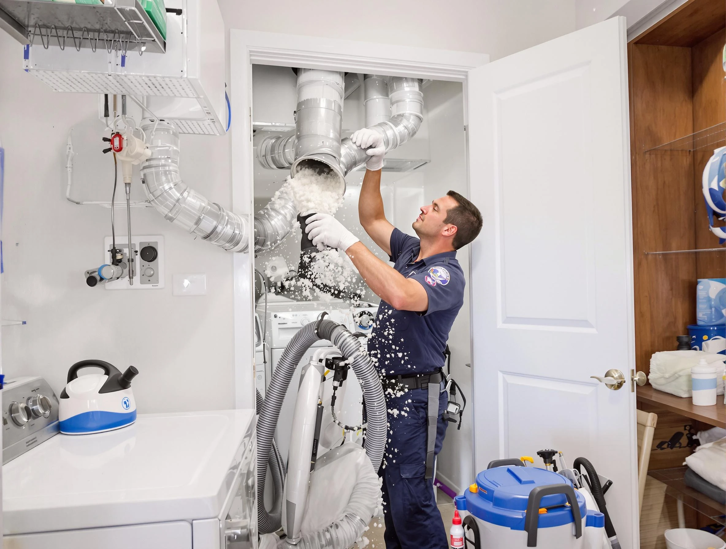 Choctaw Dryer Vent Cleaning technician delivering thorough residential dryer vent cleaning service in Choctaw